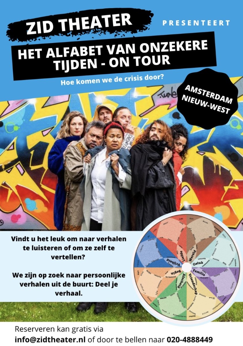Het Alfabet van Onzekere Tijden ON TOUR in Amsterdam Nieuw-West | locatie: Glazen Huis, Plein ’40 – ’45 | Vooraf reserveren 
